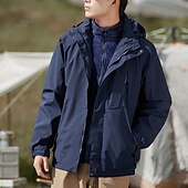 preiswerte Softshell-, Fleece- &amp; Wanderjacken-Herren Soft Shell Jacke Wanderjacke Winter Draussen Patchwork warm Fleece-Futter Windundurchlässig Wasserdicht 3-in-1-Jacke Winterjacken Windbreaker-Jacke Reisen Dunkelgrau Schwarz Elfenbein Gelb Rot