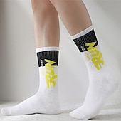 זול גרבי גברים-בגדי ריקוד גברים 5 זוגות רב חבילות גרביים גרבי צוות גרביים לריצה גרביים ליומיום שחור לבן צבע קולור בלוק אותיות חופשה ספורט וחוץ יומי בסיסי בינוני אביב סתיו אופנתי יום יומי