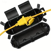 abordables Almacenamiento y organización-1 pieza de cubierta de cable de extensión para exteriores - conector de enchufe resistente a la intemperie negro/verde con sello de seguridad externo