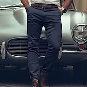 preiswerte Chinos-Herren Hose Hosen Chinesisch Chino Chino Hosen Freizeithose Knopf Vordertasche Glatt Komfort Weich Geschäft Täglich Ausgehen Modisch Strassenmode Hellkaki Schwarz Mikro-elastisch