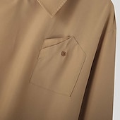 levne pánské neformální košile-Pánské Košile Letní košile Košile pro volný čas Plážová košile Košile na knoflíky Černá Bílá Khaki Dlouhý rukáv Bez vzoru Klopa Dovolená Havajské Tlačítko dolů Oblečení Polyester Módní Na běžn