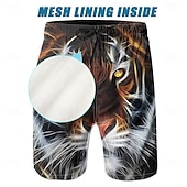 cheap Animals &amp; Birds-Men&#039;s Animal Tiger Swim Trunks Swim Shorts Board Shorts Mid Waist Streetwear Hawaiian Casual Daily Holiday Pocket Drawstring Elastic Waist Designer Clothing Apparel