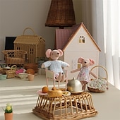 voordelige Poppen-waldorf pop accessoires handgemaakte zachte baby muis meisje begeleiden lappenpoppen verjaardagscadeau gebreide pop schattige meisjes pluche pop knuffel gepersonaliseerde geweven poppenset