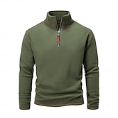 economico Felpa con cappuccio in pile-Per uomo Felpa Di pile Felpa con cerniera a un quarto Compatto Nero Bianco Verde militare Blu Marrone mezza cerniera Liscio Sportivo Giornaliero Per eventi Streetwear Fantastico Retrò Inverno