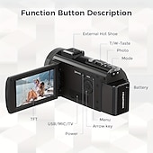 Недорогие Экшн-камеры-16-кратный цифровой зум, ультра-HD 30 кадров в секунду, цифровая видеокамера с 3-дюймовым IPS-экраном, вращающимся на 270 градусов, пультом дистанционного управления и аккумулятором емкостью 1500 мАч
