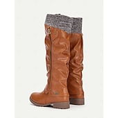 olcso Slouch Boots-női barna, domború, kötött mandzsettás térdcsizma - hangulatos és stílusos őszi/téli lábbeli