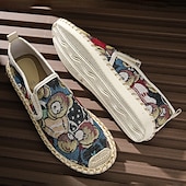 cheap Men&#039;s Slip-ons &amp; Loafers-Men&#039;s Animal Print Canvas Espadrille Slip-On Shoes with Jute Rope Sole – Comfortable Casual Summer Footwear