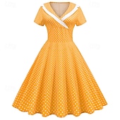 economico Vestiti-Elegante Classico Anni 1950 Vestito A Pois Linea ad A Costume Per donna San Valentino Evento / Festa Data Tè Adulti Vestito Primavera &amp; Estate