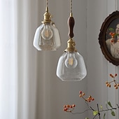 economico Luci a sospensione-lampadario in vetro a bolle d&#039;aria base in metallo vintage lampada a sospensione a testa singola lampada da comodino da fattoria lampada da soffitto per isola cucina sala da pranzo camera da letto