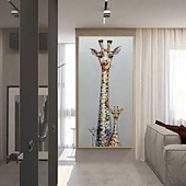 رخيصةأون لوحات فن البوب الزيتية-لوحات زيتية على قماش لحيوانات الزرافة مصنوعة يدويًا من مينتورا لتزيين الحائط صورة تجريدية حديثة للديكور المنزلي بدون إطار غير ممدودة