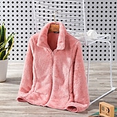 abordables Chaquetas acolchadas-Mujer Chaqueta para senderismo Invierno Al aire libre Mantiene abrigado Resistente al Viento Chaquetas de Lana Chaqueta cortavientos Viaje Rosa Claro Negro Blanco Rosa Gris claro