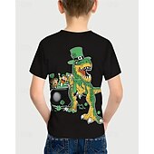 voordelige Jongens 3D Dieren-Sint Patrick Jongens 3D Grafisch Dinosaurus T-shirt Korte mouw Zomer Lente Modieus Basic Kinderen 4-12 jaar Strakke ronde hals Buiten Casual Dagelijks Normale pasvorm