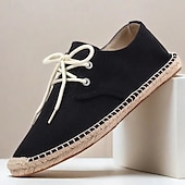 baratos Ténis para Homem-sapatos masculinos de lona azul espadrille com cadarço e sola de corda de juta – calçados casuais confortáveis de verão