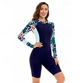 abordables Lycra de surf-Femme Maillot Anti UV Maillot de bain 1 pièce Protection solaire UV UPF50+ Poids Léger manche longue Spandex Le Maillot de corps Maillot de bain Zip sur le devant Natation Surf Plage Sports nautiques