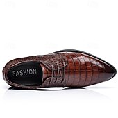 economico Formale-scarpe eleganti da uomo in similpelle con motivo coccodrillo marrone – calzature formali con lacci e design strutturato per lavoro e matrimoni