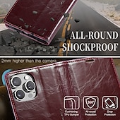 billige iPhone-etuier-telefon Etui Til iPhone 16 15 14 Pro Max Plus iPhone 13 12 11 Pro Max Flip deksel med stativ Magnetisk Kortspor Kontor / Bedrift TPU PU lær