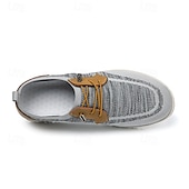 cheap Men&#039;s Sneakers-Men&#039;s Grey Knit Sport Shoes with Leather Accents and Lace-Up Design – Comfortable Casual &amp; Outdoor Footwear