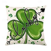 cheap Holiday Cushion Cover-Decorative Toss Pillows Cover Saint Patrick&#039;s Day 1PC Shamrock Soft Square Cushion Case Pillowcase for Bedroom Livingroom Sofa Couch Chair