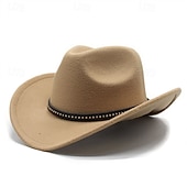 Недорогие Шляпа Федора-Муж. Кентуккийская шляпа Дерби Шляпа от солнца Ковбойская шляпа Шляпа Fedora Trilby Черный Красный Сукно Старинный Мода 18-ый век штат Техас Повседневные Тематическая вечеринка