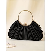 ieftine Nuntă ACC-clutch elegant din catifea plisata verde cu maner inel auriu - geanta de seara de dama, perfecta pentru nunti, petreceri si evenimente formale