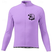 voordelige Heren shirts-Voor heren Wielrenshirt Lange mouw Winter Fietsen T-shirt Shirt met 3 achterzakken Bergracen Ademend Sneldrogend Anatomisch ontwerp Lampenkatoen Donker roze Wit Roze Adelaar Sport Kleding