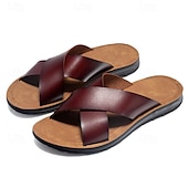 abordables sandales d&#039;extérieur-sandales décontractées à brides croisées pour hommes, chaussures d&#039;été confortables en similicuir pour l&#039;extérieur et la plage