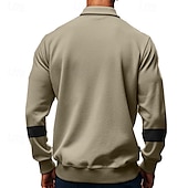 cheap Men&#039;s Classic Polo-Men&#039;s Golf Shirt Golf Polos Shirts Work Casual Lapel Long Sleeve Basic Modern Color Block Patchwork Buttons Spring &amp;  Fall Regular Fit Black White Army Green Khaki Gray Golf Shirt