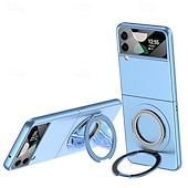 cheap Samsung Cases-Phone Case For Samsung Galaxy Z Flip 4 Back Cover with Stand Holder Shockproof Retro Tempered Glass PC