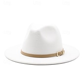cheap Fedora Hat-Men&#039;s Kentucky Derby Hat Sun Hat Cowboy Hat Fedora Trilby Hat Black White Woolen Vintage Style Fashion 18th Century State of Texas Daily Theme Party Solid / Plain Color Sunscreen Cosplay