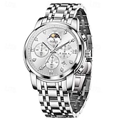 cheap Quartz Watches-New Olevs Brand Stainless Steel Band Men&#039;S Business Watch Calendar Luminous Chronograph Multifunction Simple Leisure Quartz Watch Fashion Waterproof Sports Men&#039;S Wristwatch
