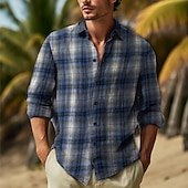 economico Camicie da uomo-Per uomo Camicia Camicia di flanella Sovracamicia A quadri Esterno Strada Nero Rosso Blu Manica lunga Primavera &amp; Autunno Abbigliamento