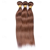 baratos 1 pacote de fios de cabelo humano-4# marrom 1 pacote de cabelo tece cabelo liso extensões de cabelo humano 12-24 polegadas