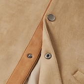 billige Faux suede jakker-Herre Vindtett jakke Imitert semsket jakke Brun semsket jakke Fritid / hverdag Vindtett jakke Lapper Lomme Vinter Vår &amp; Vinter Helfarge Årgang Mote Skjortekrage Normal Navyblå Kakifarget Militærgrønn