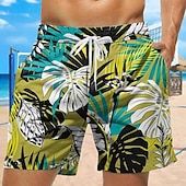 abordables Plantes et Fleurs Tropicales-Homme Feuille Cocotier Imprimé Maillots de bain Shorts de bain Shorts de Surf Taille Moyenne Mode Streetwear Designer Occasionnel Quotidien Fête Avec Poches Cordon de serrage Taille Élastique Designer
