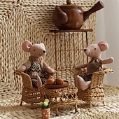 voordelige Poppen-waldorf pop accessoires handgemaakte zachte baby muis meisje begeleiden lappenpoppen verjaardagscadeau gebreide pop schattige meisjes pluche pop knuffel gepersonaliseerde geweven poppenset