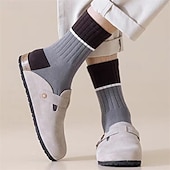 cheap Men&#039;s Socks-Men&#039;s 5 Pairs Multi Packs Socks Crew Socks Running Socks Casual Socks Rainbow Color Color Block Vacation Sports &amp; Outdoor Daily Basic Warm Fall &amp; Winter Fashion Casual