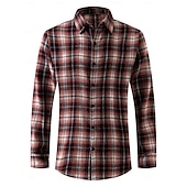 economico Camicie da uomo-Per uomo Camicia Camicia di flanella Sovracamicia A quadri Esterno Strada Nero Rosso Blu Manica lunga Primavera &amp; Autunno Abbigliamento