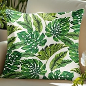 cheap Floral &amp; Plants Style-1 Set of 5 Pcs Green Leaf Botanical Series Throw Pillow Covers Modern Decorative Throw Pillow Case Cushion Case for Room Bedroom Room Sofa Chair Car Outdoor Cushion for Sofa Couch Bed Chair Green
