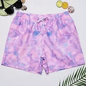 baratos calções de banho e calções de surf-Homens Calção Justo de Natação Shorts de Natação Bermuda de Surf Roupa de banho Com Cordão Com bolsos Natação Surfe Praia Esportes Aquáticos Tropical Estampado Verão Primavera
