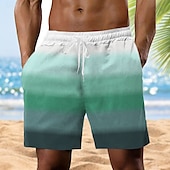 olcso Geometriai nyomat-Férfi Színes Színátmenet színe Izzadt nadrág Strand rövidnadrág Terry Shorts Közepes csípő Szüret Alkalmi Napi Szabadság Utcai öltözék Zsinór Rugalmas derék 3D nyomtatás Tervező Ruházat