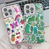 baratos Capas para iPhone-telefone Capinha Para iPhone 16 Pro Max Plus iphone 15 iPhone 15 Pro Max iPhone 14 Pro Max iPhone 13 Pro Max Capa traseira com pulseira Antichoque Retro TPU Vidro Temperado