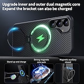 cheap Samsung Cases-Phone Case For Samsung Galaxy S24 S24 Ultra Plus S23 S23 Ultra S25 Ultra Back Cover with Stand Holder Magnetic Support Wireless Charging Retro TPU PC