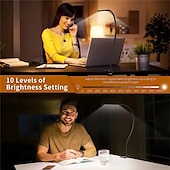 זול אורות קריאה-מנורת שולחן להגנה על עיניים led מופעלת באמצעות USB ללמידה  &amp; קריאה - ספקטרום מלא, אור כחול נמוך עם תפס מתקפל וניתן לעמעום 1 pc