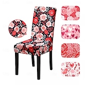 cheap Dining Chair Cover-Valentine&#039;s Day Chair Cover Romantic and Festive Design Dustproof and Protective Perfect for Dining Chairs or Event Decor Adds a Charming Touch to Your Valentine&#039;s Celebration Durable, Stretchable, an