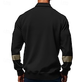 cheap Men&#039;s Classic Polo-Men&#039;s Golf Shirt Golf Polos Shirts Work Casual Lapel Long Sleeve Basic Modern Color Block Patchwork Buttons Spring &amp;  Fall Regular Fit Black White Army Green Khaki Gray Golf Shirt