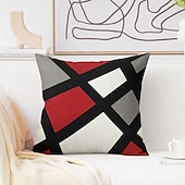 billige geometrisk stil-geometrisk pynteputetrekk 1stk mykt firkantet putetrekk putetrekk til soverom stue sofa sofastol svart rød grå