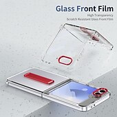 cheap Samsung Cases-Phone Case For Samsung Galaxy Z Flip 7 Z Flip 6 Z Flip 5 Z Flip 4 Z Flip 3 Back Cover with Stand Holder Magnetic Support Wireless Charging Retro TPU PC