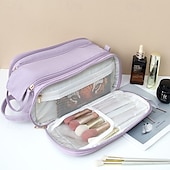 cheap Jewelry &amp; Cosmetic Storage-Large-Capacity Travel Cosmetic Bag, Multifunctional Makeup Organizer with Brush Holder, Portable Toiletry Storage Bag for Women