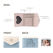 economico Per le donne-Portafoglio in PU inciso personalizzato miglior regalo per mamma – Regalo di matrimonio personalizzato per coppia portafoglio in pelle a pieghe con foto floreale per lei regalo per matrimonio festa