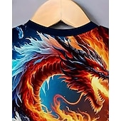 billiga Pojkens 3D-djur-Pojkar 3D Grafisk Drake T-shirt Kortärmad Sommar Vår Mode Grundläggande Barn 4-12 år Rund hals Utomhus Ledigt Dagligen Normal